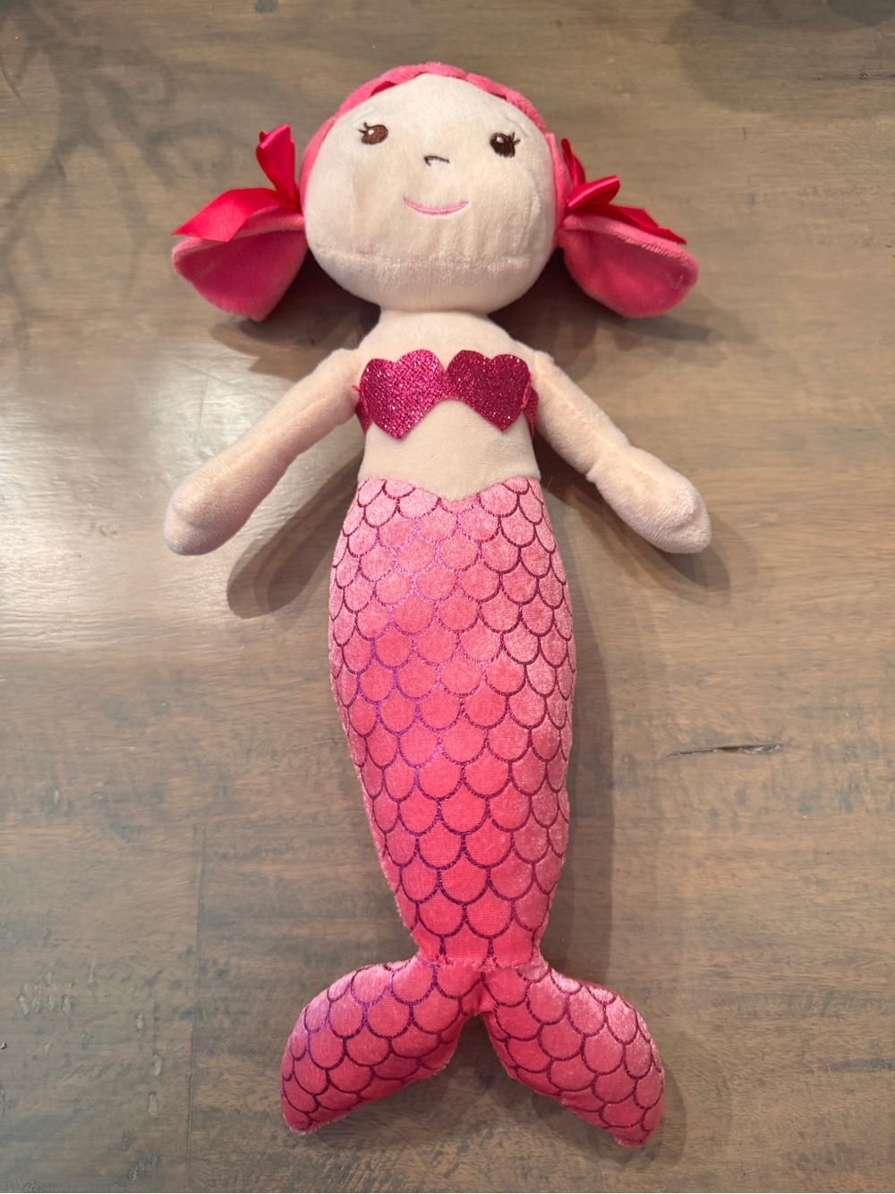 Pink Mermaid Plush Doll — Soft Pink Sparkle Tail Stuffed Toy